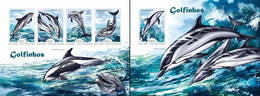 Guinea Bissau 2014, Animals, Dolphins II, 4val In BF+BF IMPERFORATED - Dauphins