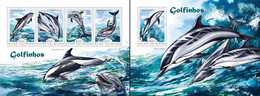 Guinea Bissau 2014, Animals, Dolphins II, 4val In BF +BF - Dauphins