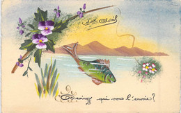 FANTAISIE - 1ER AVRIL - ILLUSTRATION NON SIGNEE - DEVINEZ QUI VOUS L'ENVOIE - FLEURS - POISSON - Carte Postale Ancienne - 1 April (aprilvis)