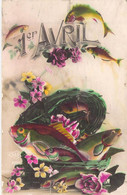 FANTAISIE - 1ER AVRIL - POISSONS DANS UN PANIER - FLEURS - Carte Postale Ancienne - April Fool's Day