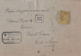 France Marcophilie - Département De L'Indre Et Loire - L'Isle Bouchard - Lettre Recommandée Type Sage (recoupée) - 1877-1920: Semi Modern Period