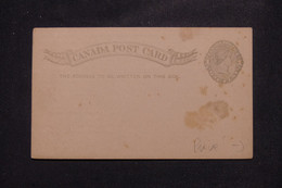 CANADA - Entier Postal Avec Repiquage Au Dos De Toronto En 1888  , Non Circulé  - L 140574 - 1860-1899 Reinado De Victoria