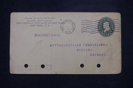 ETATS UNIS - Entier Postal Commercial De New York Pour L'Allemagne En 1913 Par S/S " Mauretania"  - L 140581 - 1901-20