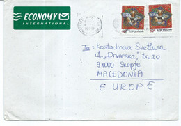 New Zealand ECONOMY Letter Via Macedonia 1999,stamp :  1999 Christmas,Navidad,Baby Jesus With Animals - Covers & Documents