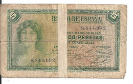 ESPAGNE 5 PESETAS 1935 G P 85 - 5 Pesetas