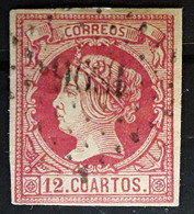 ESPANA ESPAGNE SPAIN 1860  Isabela II ,Yvert No 49,12 Doce Cuartos Carmin Obl CACHET FRANÇAIS Pc  1896 De MARSEILLE,TB - Nuevos