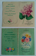Lot De 2 Calendrier S De Poche Parfum Lilas Et Bouquet De CHERAMY 1940 1950 Maison Cardin Argenteuil - Petit Format : 1921-40