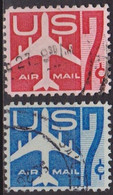 Aviation - ETATS UNIS - Quadriréacteur Stylisé - N° 50-51 - 1958 - 3a. 1961-… Afgestempeld