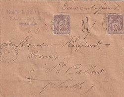 France Marcophilie - Département De L'Indre Et Loire - Savigné Sur Lathan - Lettre Chargée Type Sage - 1877-1920: Période Semi Moderne