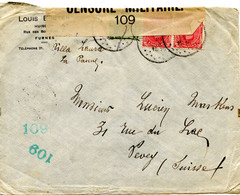 BELGIQUE - COB 137+138X2 SIMPLE CERCLE PANNE SUR LETTRE CENSUREE POUR LA SUISSE, 1916 - Niet-bezet Gebied