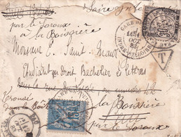 France Marcophilie - Département De L'Indre Et Loire - Tours - Lettre Type Sage Taxée - 1877-1920: Semi Modern Period