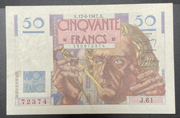 Beau Billet De 50 Francs Le Verrier 12-6-1947. J.61. Etat TTB - 50 F 1946-1951 ''Le Verrier''