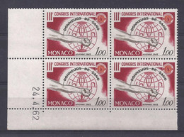 MONACO N° 598 - Bloc De 4 COIN DATE - NEUF SANS CHARNIERE - 24/2/62 - Unused Stamps
