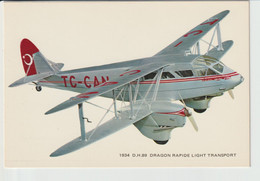 Vintage Pc Turkish Airlines De Havilland D.H. 89 Dragon Aircraft - 1919-1938: Entre Guerres