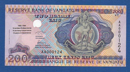 VANUATU - P. 9 – 200 VATU  ND (1995), UNC, Prefix AA 000124 - LOW SERIAL NUMBER - Commemorative Issue - Vanuatu
