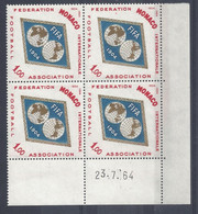 MONACO N° 663 - Bloc De 4 COIN DATE - NEUF SANS CHARNIERE - 23/7/64 - Unused Stamps