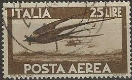 ITALY 1945 Air. Swallow In Flight - 25l. - Brown FU - Posta Aerea