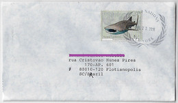 United Nations 2016 Cover From New York To Florianópolis Brazil Stamp Whale Shark Electronic Sorting Mark NEC-ENSEC - Storia Postale