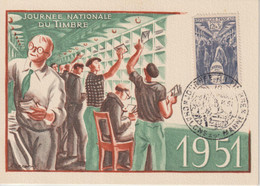 France Carte Maximum 1951 Journée Du Timbre 879 Chalons - 1950-1959