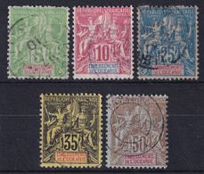 ÉTABLISSEMENTS DE L'OCÉANIE 1900-07 - Canceled - YT 14, 15, 17, 18, 20 - Used Stamps