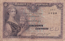 BILLETE DE PORTUGAL DE 50 CENTAVOS DEL AÑO 1918  (BANKNOTE) - Portugal