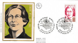 " SIMONE WEIL " Sur Enveloppe 1er Jour Soie De 1979. N° YT 2032A Parfait état FDC - Mujeres Famosas