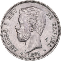 Monnaie, Espagne, Amadeao I, 5 Pesetas, 1871, Madrid, TTB, Argent, KM:666 - Premières Frappes