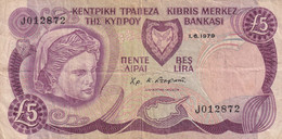 BILLETE DE CHIPRE DE 5 LIRA DEL AÑO 1979 (BANKNOTE) - Chipre