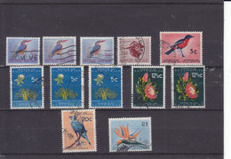 SOUTH AFRICA  -  AFRIQUE DU SUD  -  SUID-AFRIKA  - 1961 - FAUNA & FLORA - Mi. 287, 289, 292, 293, 296, 297, 299 - Used Stamps