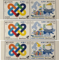 Estonia Lithuania Finland 2023 Europa CEPT Peace To Ukraine BeePost Set Of 6 Stamps Mint - Nuevos