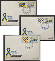 Estonia Lithuania Finland 2023 Europa CEPT Peace To Ukraine BeePost Set Of 3 FDCs - 2023