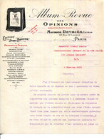 FACTURE.PARIS.ALBUM-REVUE DES OPINIONS.MAURICE DEVRIES EDITEUR 94 RUE SAINT LAZARE. - Imprenta & Papelería