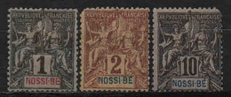 Nossi Bé  - 1894  - Type Sage   - N° 27/28/31 - Neufs * - MLH - Neufs