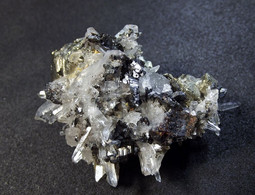 Hubnerite With Pyrite On Quartz Matrix ( 4.5 X 3 X 2.5 Cm ) -  Huayllapon Mine -  Pasto Bueno - Peru - Minéraux