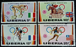 Liberia 1972 Sport Jeux Olympiques Olympic Games Natation équitation Cyclisme Athlétisme Yvert 563 564 565 567 O Used - Salto