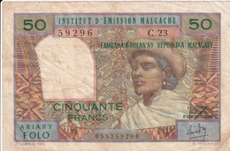 BILLETE DE MADAGASCAR DE 50 FRANCS DEL AÑO 1969 - Madagascar