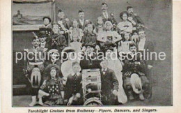 TORCHLIGHT CRUISES FROM ROTHESAY BUTE SCOTLAND OLD B/W POSTCARD PIPERS DANCERS - Bute