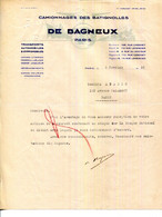 FACTURE.PARIS.TRANSPORTS AUTOMOBILES & HYPPOMOBILES.DE BAGNEUX CAMIONNAGES DES BATIGNOLLES. - Verkehr & Transport