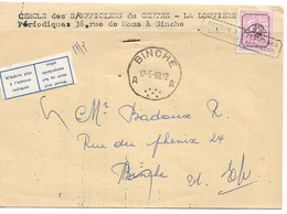 PM292/ PRE783 S/imprimé Non Ouvert De Binche Cercle Des S/Officiers Centre La Louvière > E/V Retour ... Label N'Habite . - Typos 1951-80 (Chiffre Sur Lion)