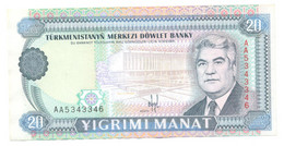 TURKMENISTAN  20 Manat  1993  "without Date"  UNC - Turkmenistán