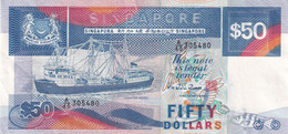 BILLETE DE SINGAPORE DE 50 DOLLARS DEL AÑO 1987 (BANKNOTE) BARCO-SHIP - Singapour