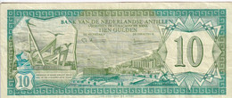 BILLETE DE CURAÇAO DE 10 GULDEN DEL AÑO 1979  (BANK NOTE) - Antille Olandesi (...-1986)