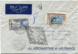 COTE D'IVOIRE LETTRE PAR AVION DEPART ABIDJAN 5 MARS 37 COTE D'IVOIRE POUR LA FRANCE - Cartas & Documentos