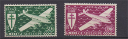 Guadeloupe La Série De 2 Timbres De 1945 France Libre Série De Londres N° 1 à 2 Poste Aérienne Neufs ** - Posta Aerea