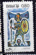 BRAZIL BRASIL BRASILE BRÉSIL 1974 BRAZILIAN LEGENDS ZUMBI LAST CHIEF OF RIBELLIOUS SLAVES 80c USED USATO OBLITERE' - Used Stamps