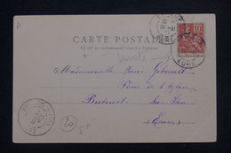 FRANCE - Variété De Piquage Sur Type Mouchon Sur Carte Postale En 1901 - L 140747 - Lettres & Documents