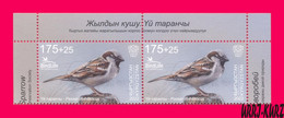 KYRGYZSTAN 2022-2023 Nature Fauna Birds Bird Of Year House Sparrow Pair Mi KEP 188 MNH - Cernícalo