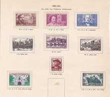 9 Timbres Neufs, 1940 1941, Aux Profit Des Chômeurs Intellectuels , Sur Charnières - Neufs