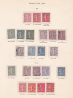 22 Timbres 1903 1926 Semeuse Fond Ligné , Sur Charnières - 1903-60 Säerin, Untergrund Schraffiert