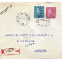 PM299/TP 429-430 Poortman S/L. Recommandée Agence *36* Obl.Bruxelles 15/12/42 > E/V Verso Sceau Banque Nationale - Bolli A Stelle